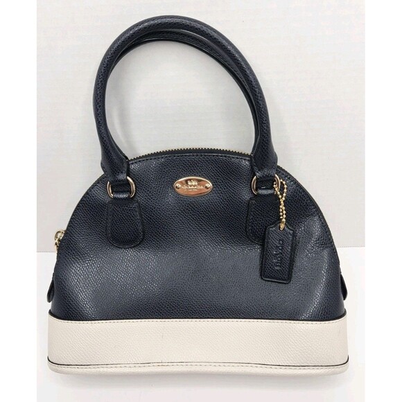 Coach Mini Cora Domed Satchel Bi Color Leather F34517 Midnight Blue W/ Wristlet - Picture 2 of 16